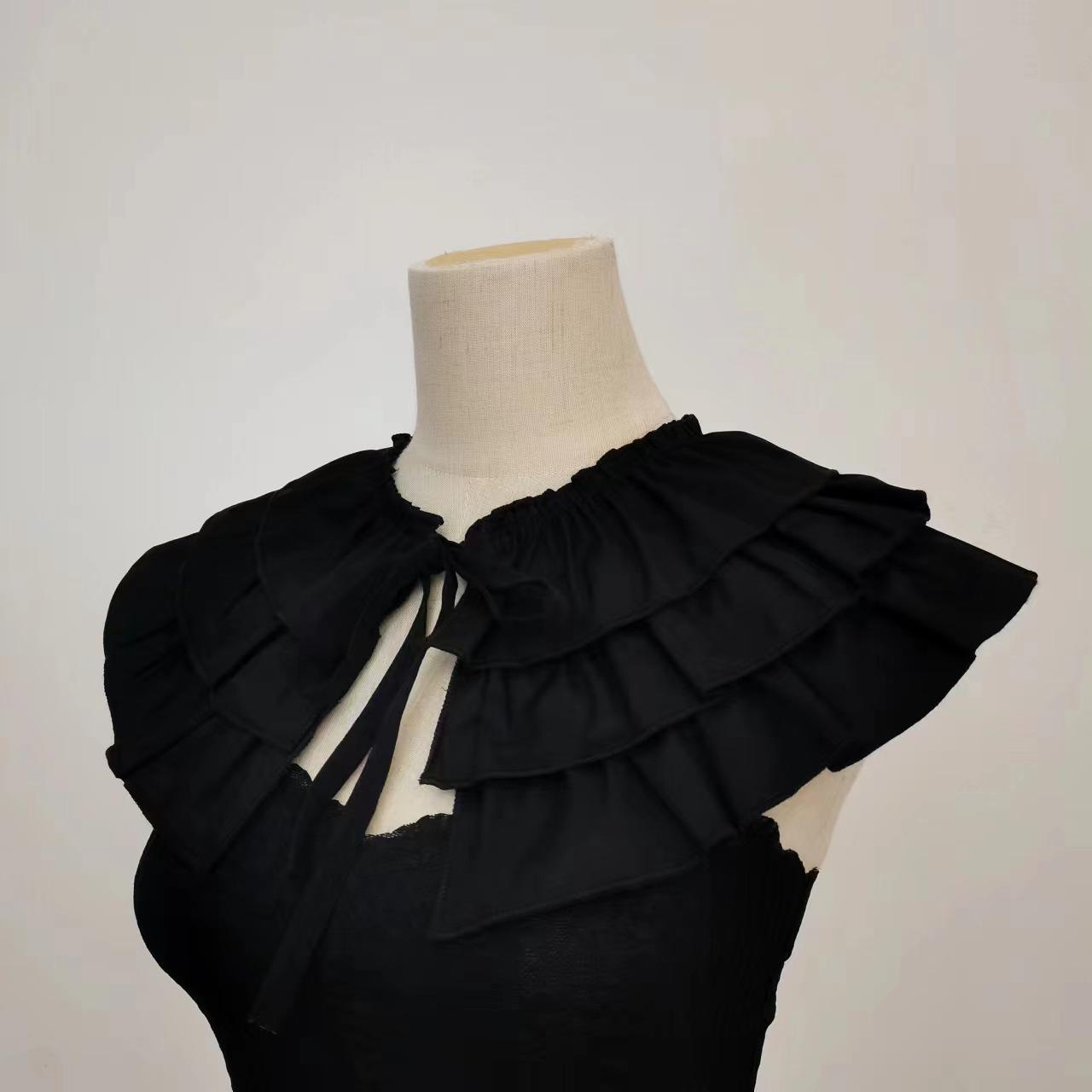 

Ретро Многослойный Воротник-рюш с Воланом в Виде Листа Лотоса в Придворном Стиле для Элегантных Женщин чёрный