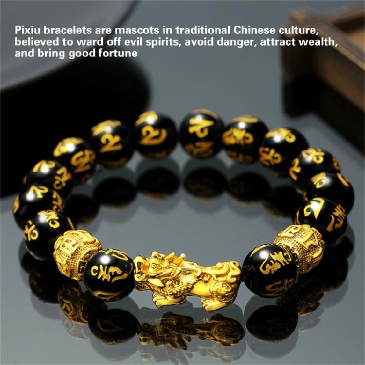 Traditional Chinese Alloy Bracelet for Attracting Wealth Elastic Beaded Handchain Fashionable Good Luck Charm Wristchain