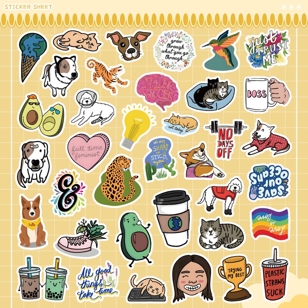 50 Simple Drawings Graffiti Stickers Mobile Suitcase Waterproof Decorative Stickers Children's Hand Account Stickers