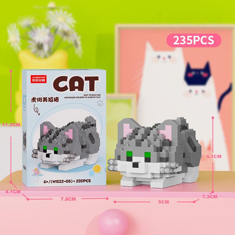 Cute Pastoral Teddy Dog Pet Building Blocks Micro-Granular Ornament Children's Toy Gifts New Product Cat And Dog Themed