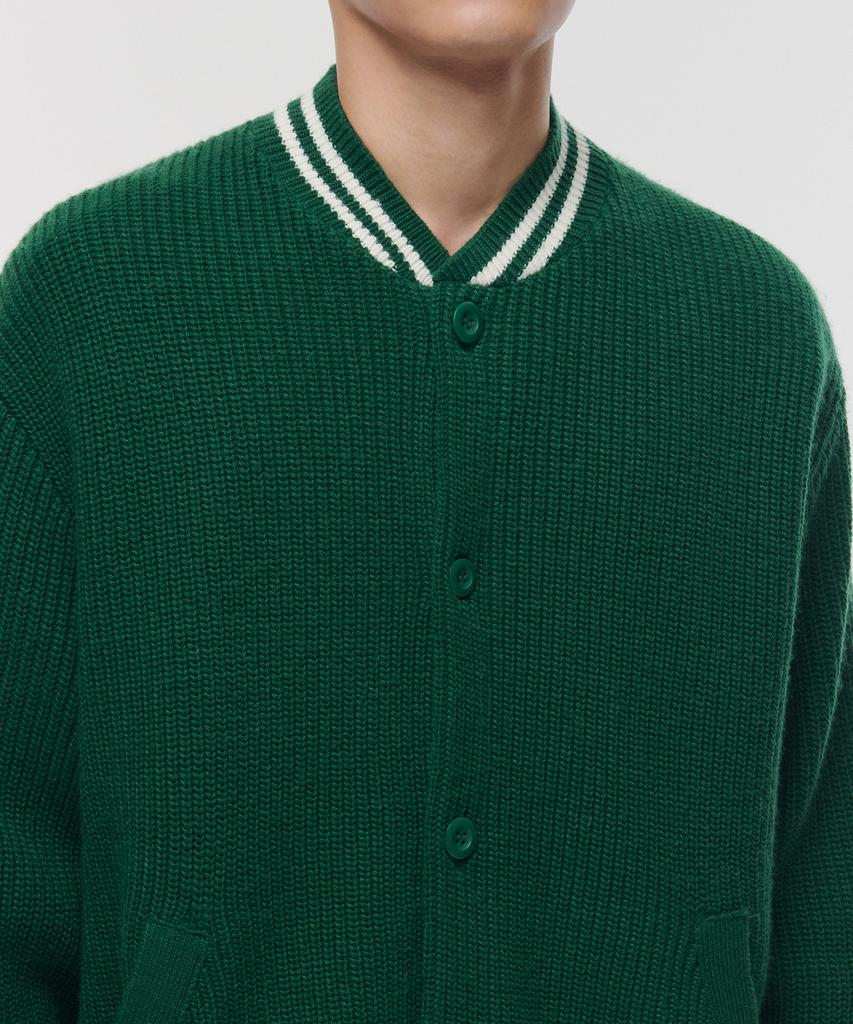 Musinsa Standard Varsity Knit Cardigan [Green/Cream]