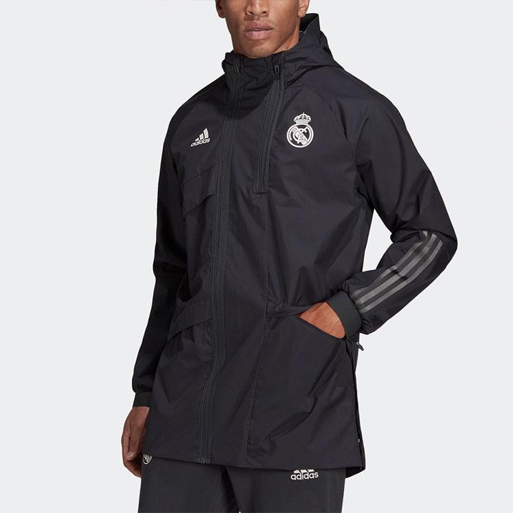 Adidas Real Madrid Football Series Hooded Jacket Men Outerwear Black GR4275