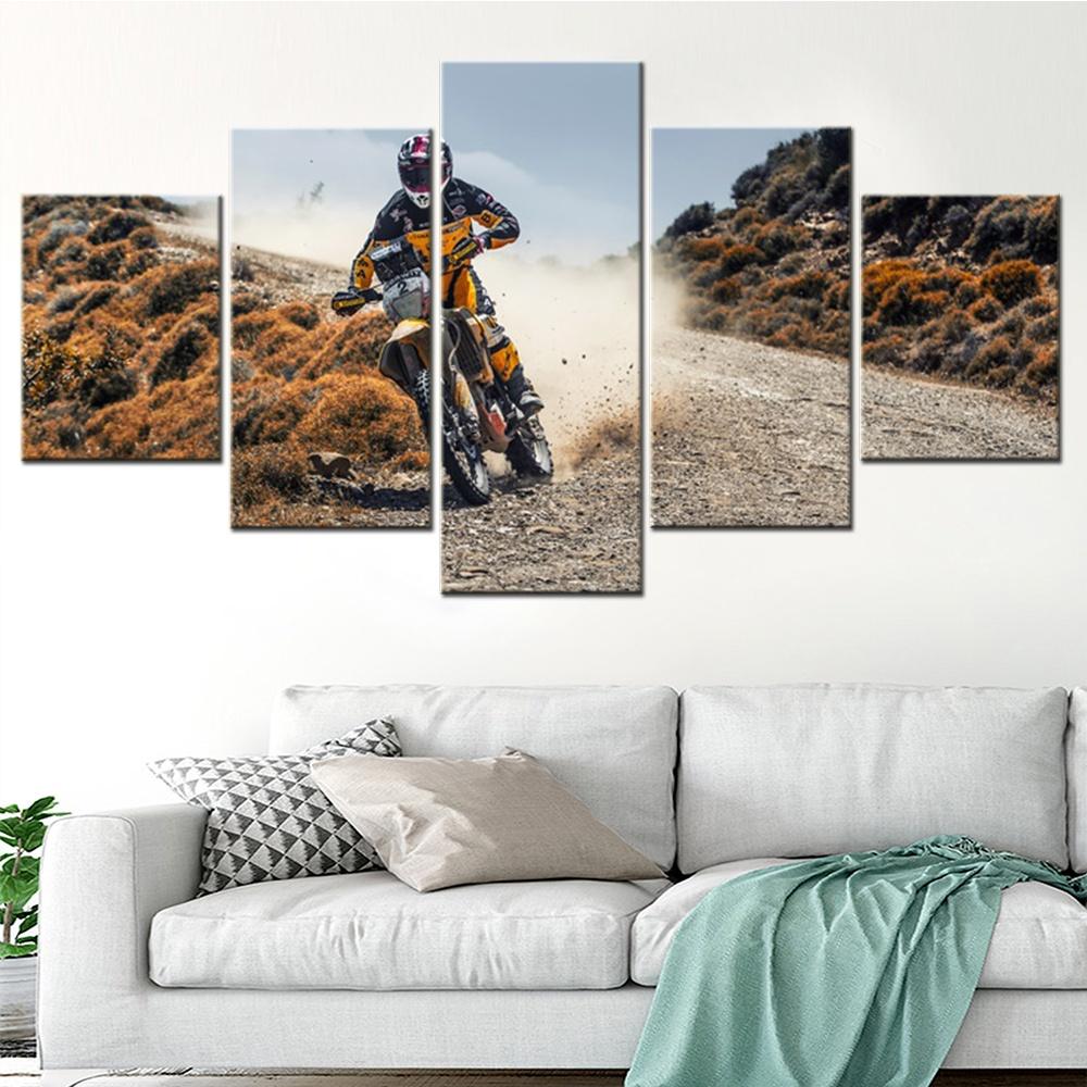 

5 Pieces Canvas Wall Arts Sports Poster Painting Motocross Motorcycle Vehicle Wallpaper Home Decor Picture Print Living Room 20x35 20x45 20x55cm
