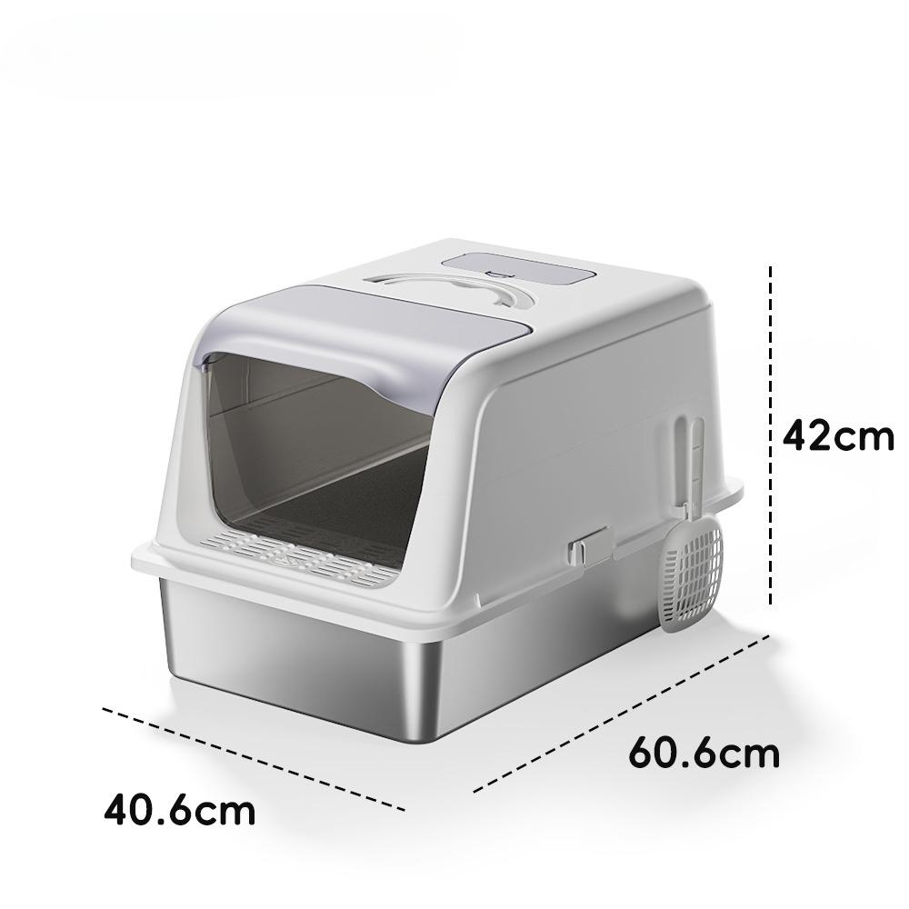 

Кошачий туалет из нержавеющей стали Закрытый кошачий лоток Песочницы Очень большой кошачий туалет Легко чистится Товары для кошек Аксессуары белый