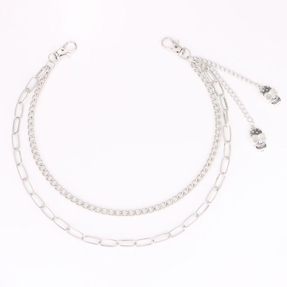 Metal Alloy Skull Waist Chain Multi-layer Jeans Chain Fashion Multi-layer Key Chains  For Women Man