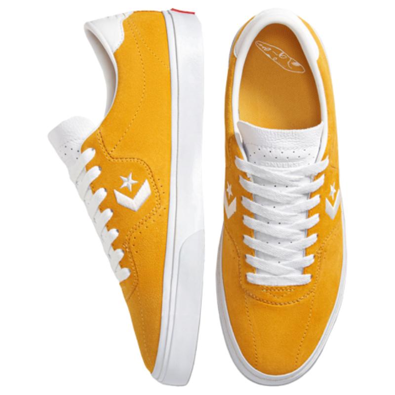 Converse Cons Louie Lopez Pro Vintage Anti-Slip Shock Absorption Low-Top Board Shoes Unisex Yellow and White