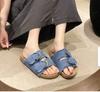 Fashion Summer Fashion Retro Denim Open-Toe Slippers Women All-match Outdoor Slides Sandals Casual Flats Shoes Comfortable Flip Flops