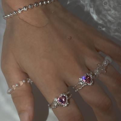 Hot Selliing Adjustable Irregular Ring Fashion Korean for Women Party Crystal Butterfly Heart Jewelry Geometry Zircon