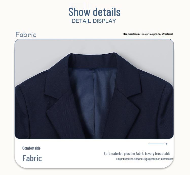 Spring/Summer Kids' British College Style Navy Blue Kindergarten Uniform Set for Performances