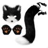 Furry Canine Dress-Costume Set Fuzzy Face Covering with Gloves Adjustable