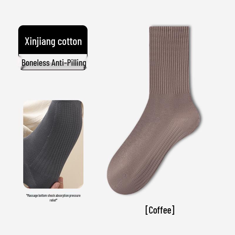 Men's Mid-Calf Cotton Socks: Sweat-Absorbent, Odor-Resistant, Antibacterial Casual and Sports Wear