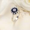 Luxury Real Sterling Silver Color Ring 1Ct Blue CZ Wedding  Rings Engagement For Women Wedding