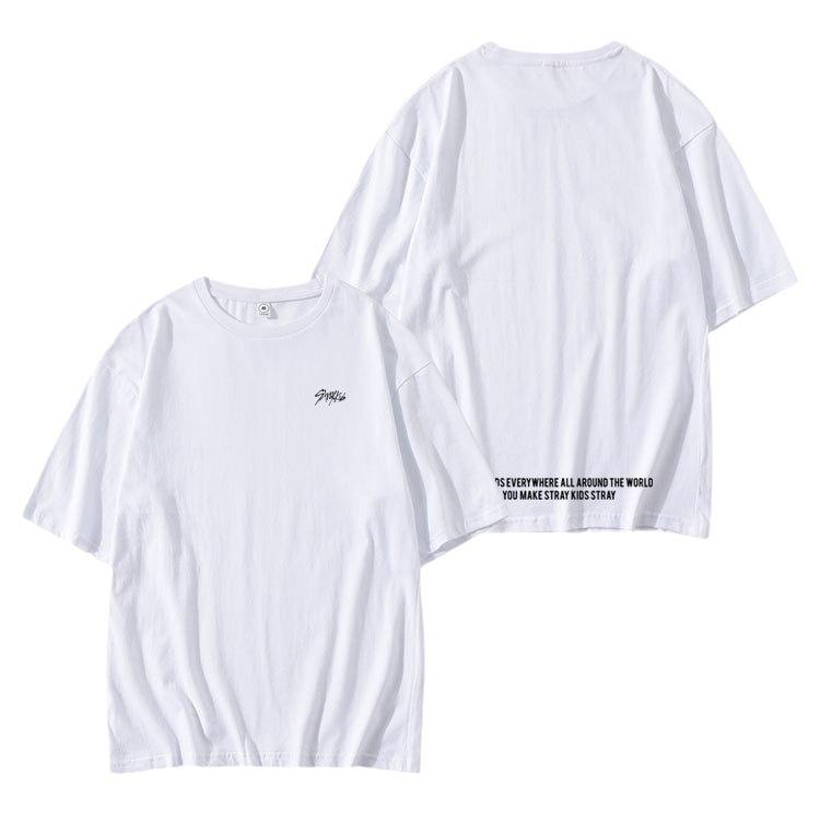 Combination Stray Kids Around Harajuku Print Fashion Men S And Women S T-Shirts Tops Short Sleeves S белый