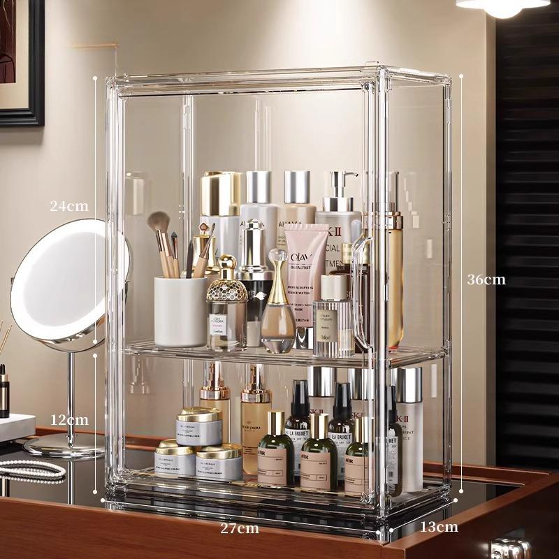 Organizator transparent pentru cosmetice de birou Cutie de depozitare pentru machiaj Dulap de depozitare pentru cosmetice rezistent la praf Raft de depozitare pentru parfumuri cu capacitate mare