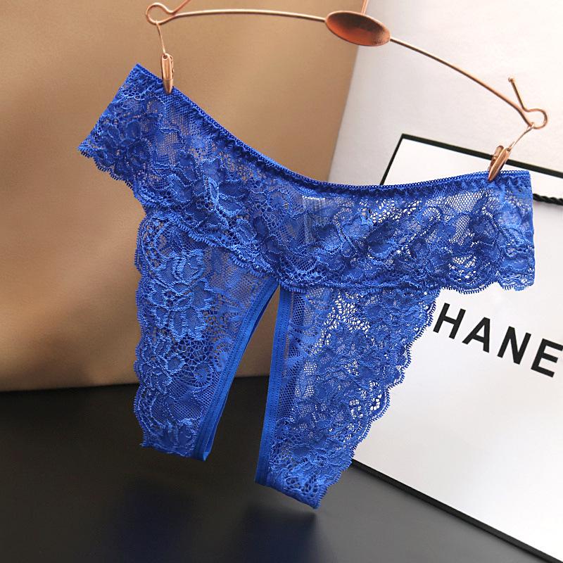 Plus Size Low Waist Sexy Lace Underwear for Women with Open Crotch