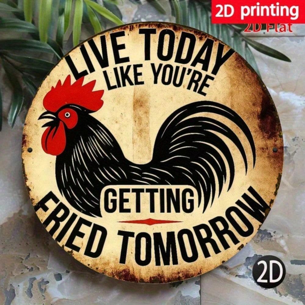 Vintage Rooster Metal Wall Decor Farmhouse Kitchen Tin Sign Funny Gift For Home