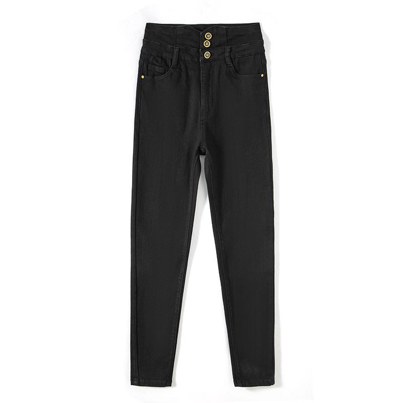 2026 Spring Black High-Waisted Stretchy Skinny Denim Pencil Pants for Women - Leg-Lengthening & Body-Shaping Cropped Design