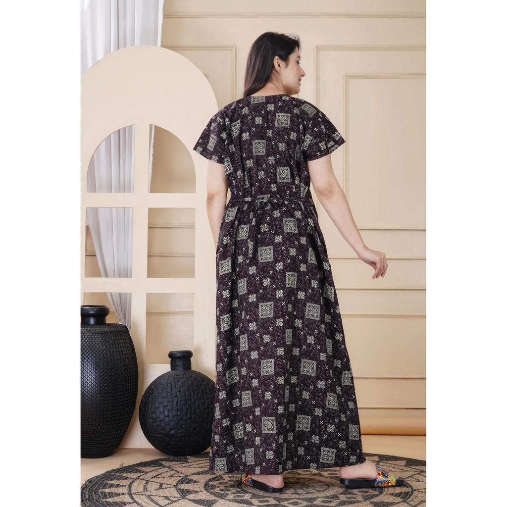 Designer Cotton Embroidery Nighty Indian Women Sleepwear Nightwear Gown Dress