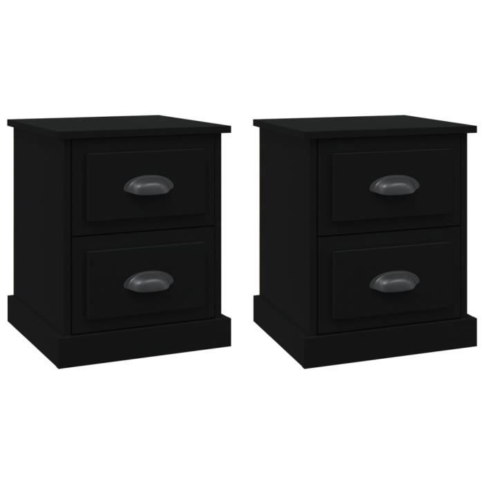 VidaXL Tables de chevet 2 pcs noir 39x39x47,5 cm bois d'ingénierie 816147