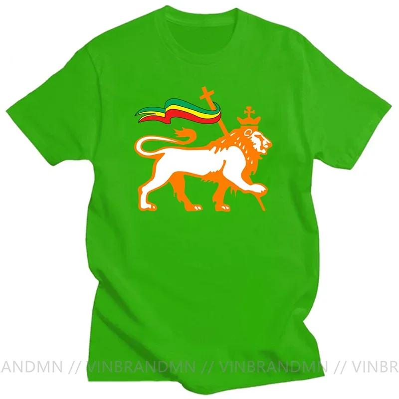 Novelty Red Yellow Green Stripes Rasta Lion Of Judah T Shirt Unisex Rastafarian Reggae Ethiopian Lion Flag Tshirt Jamaica Clothing