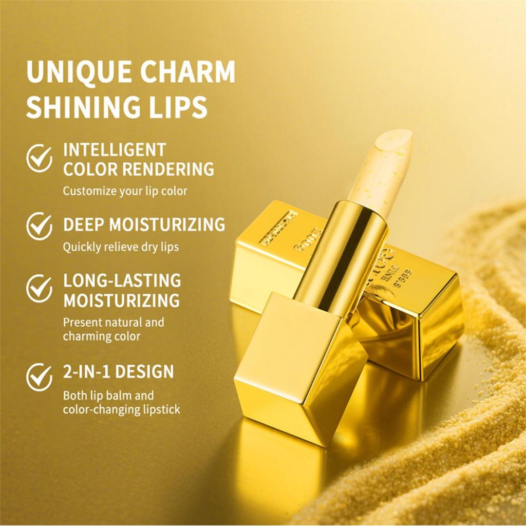 Szminka zmieniająca kolor Nawilżająca i długotrwała Nawilżająca Modna Błyszcząca Szminka zmieniająca kolor z Złotą Folią