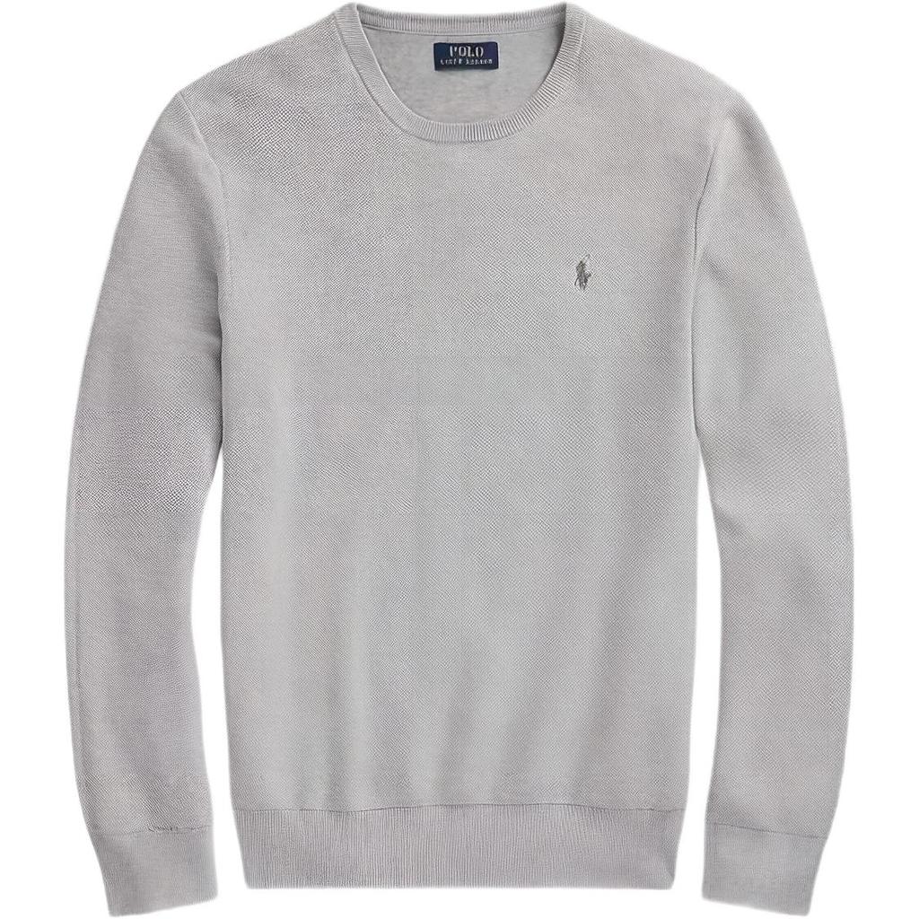 Polo Ralph Lauren Solid Color Crew Neck Fitted Sweater Men Sweater Gray 710918163002-020