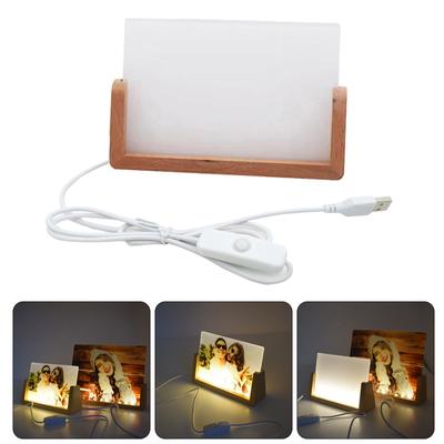 LED Işıklı Ahşap Standlı Süblimasyon için Akrilik Fotoğraf Çerçevesi Isı Pres Fotoğraf Çerçevesi Fotoğrafçılık Meraklıları için Hediye