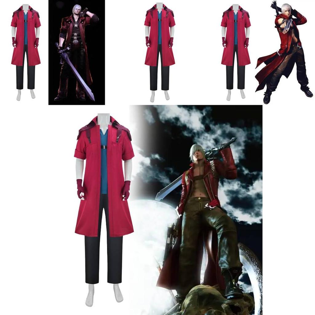 Devil May Cry Dante Cosplay Costume Set With Jacket Pants Gloves For Anime Game Roleplay