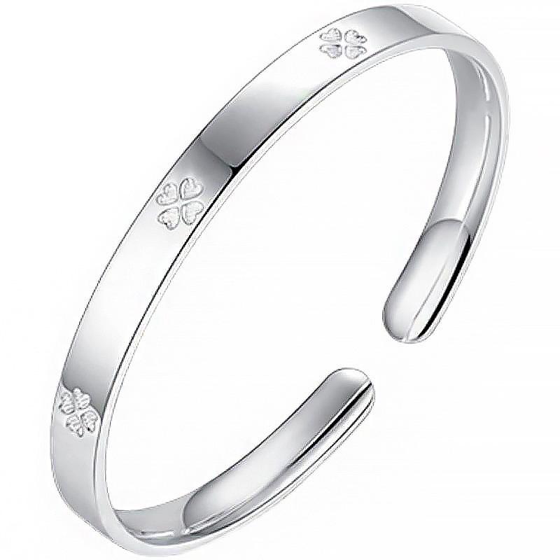 Korean Style Four-Leaf Clover Silver-Plated Openable Bracelet for Women and Female Students
