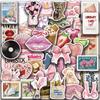 50Pcs/Set Retro Pink Junk Diary Stickers DIY Fashion Waterproof Doodle Decals Stickers