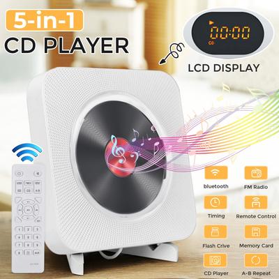 10W 5 In 1 Wall Mounted CD MP3 Player With Bluetooth Remote Control HiFi Music Built-in Speaker Discman Lecteur CD FM Radio