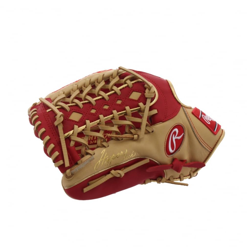 Rawlings Baseball Adult Hyper Tech Colors Size Throw Glove, Softball, [Outfielder's], 12.75, GR4HTCY719, Scarlet/Camel, Left-Handed