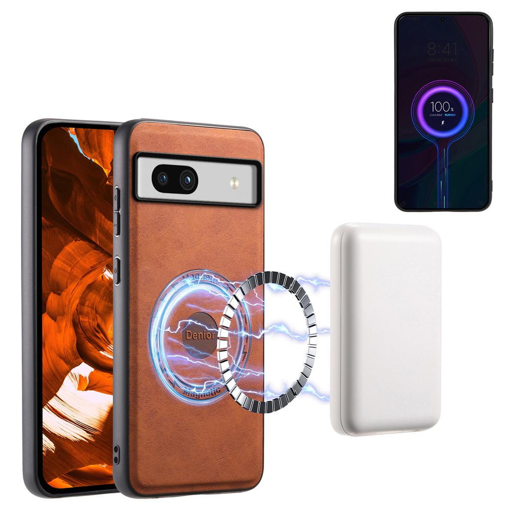DENIOR D14 For Google Pixel 7a Magnetic Case 2 In 1 Detachable Card Bag PU+PC+TPU Phone Cover