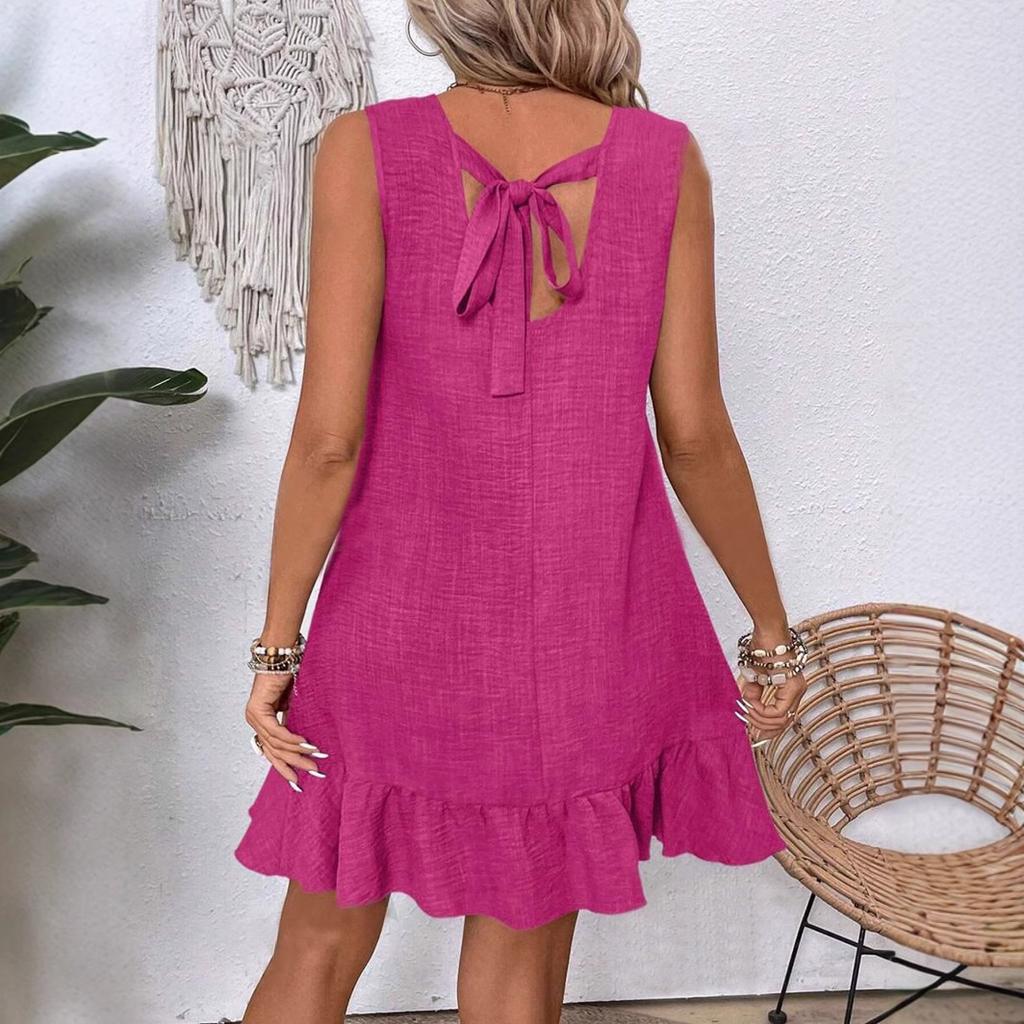 Été Nouveau Populaire Femmes Gilet Jupe Volants Sans Manches Robe Décontractée