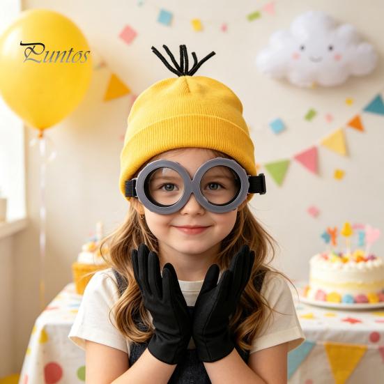 Themed Costume Full Set Knit Hat Set, Retro Round Glasses Suspenders Gloves, Halloween Party Holiday Masquerade Dress Up Cosplay Accessories