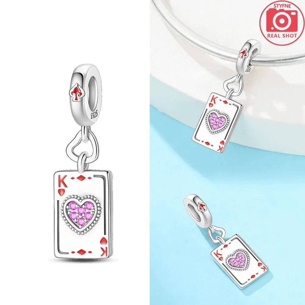 Poker Card Pendant Copper Colors Charm Beads Fit Original Charms Bracelet Beads For Women Jewelry Making Gifts