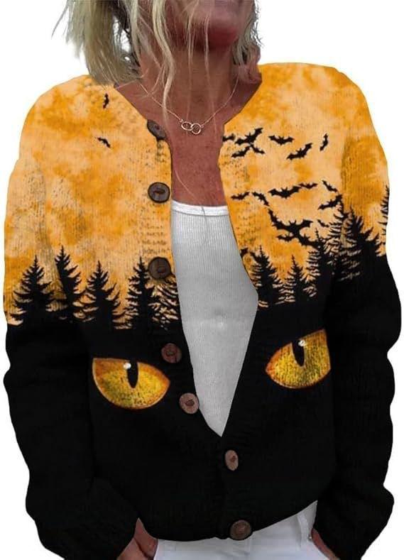 Round Neck Printed Cardigan Sweater HS11-921