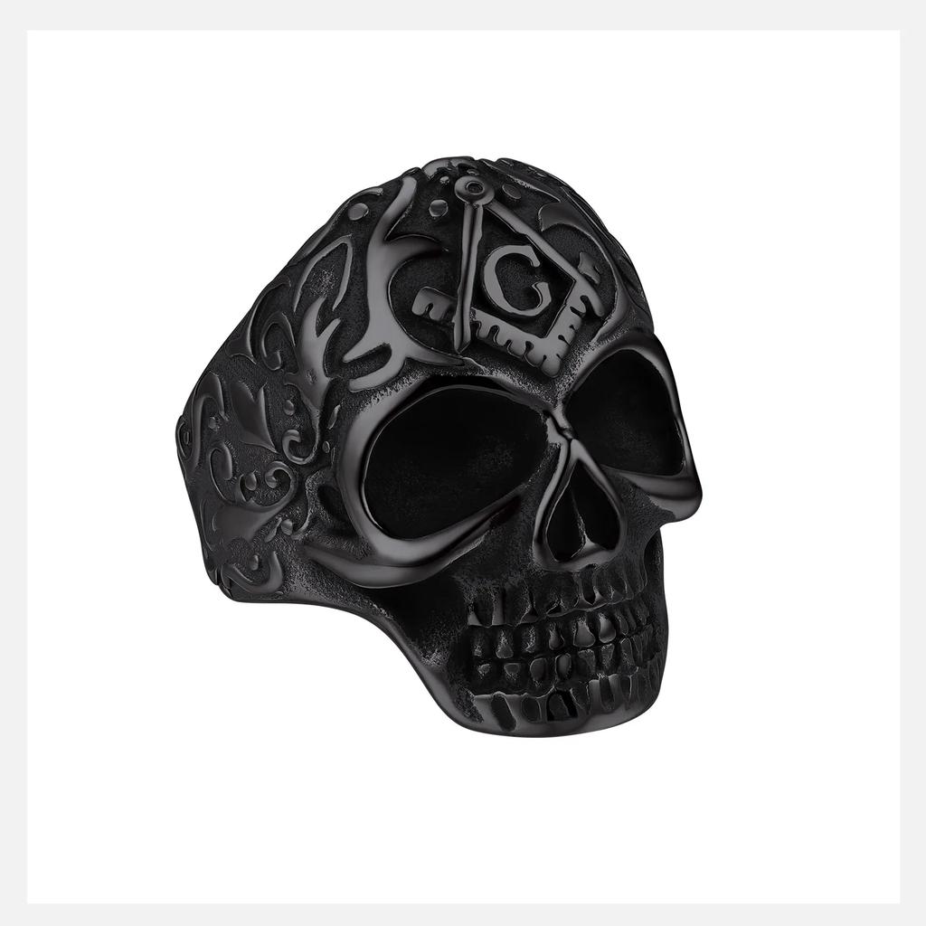 U7 Stainless Steel Big Skull Rings for Man Woman Size 7-14 Cross 3D Skeleton Cuban Chain Celtic Knot Pattern Gothic Punk Jewelry