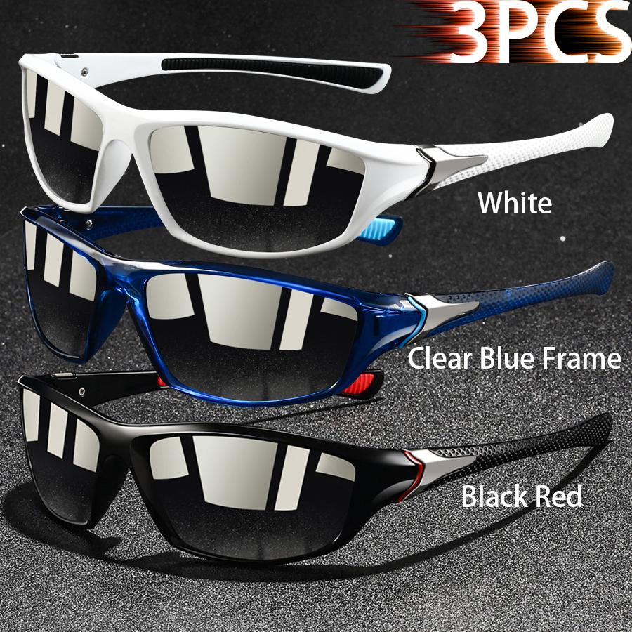 2 Pieces Fashion Vintage Sports Sunglasses Men Women Fishing Running Cycling  Sport Man Sun Glasses Anti-Glare UV400 Eyewear