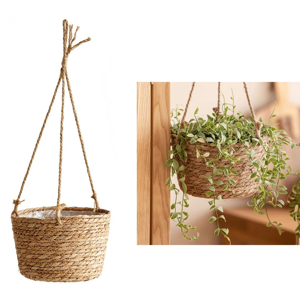 Fit for Courtyard Garden Hanging Planter Flowerpot Handmade Woven Basket Flower Holder Pot Plant Hangers Home Decoration