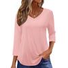 Damen T-Shirt Tee 3/4 Ärmel Tunika Täglich Wochenende Mode Basic V-Ausschnitt Normales Oberteil