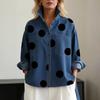 Chemise en jean à pois pour femme Coupe ample Chemise boutonnée avec poches poitrine Vêtement d'extérieur décontracté surdimensionné Mode Printemps Été Tendance