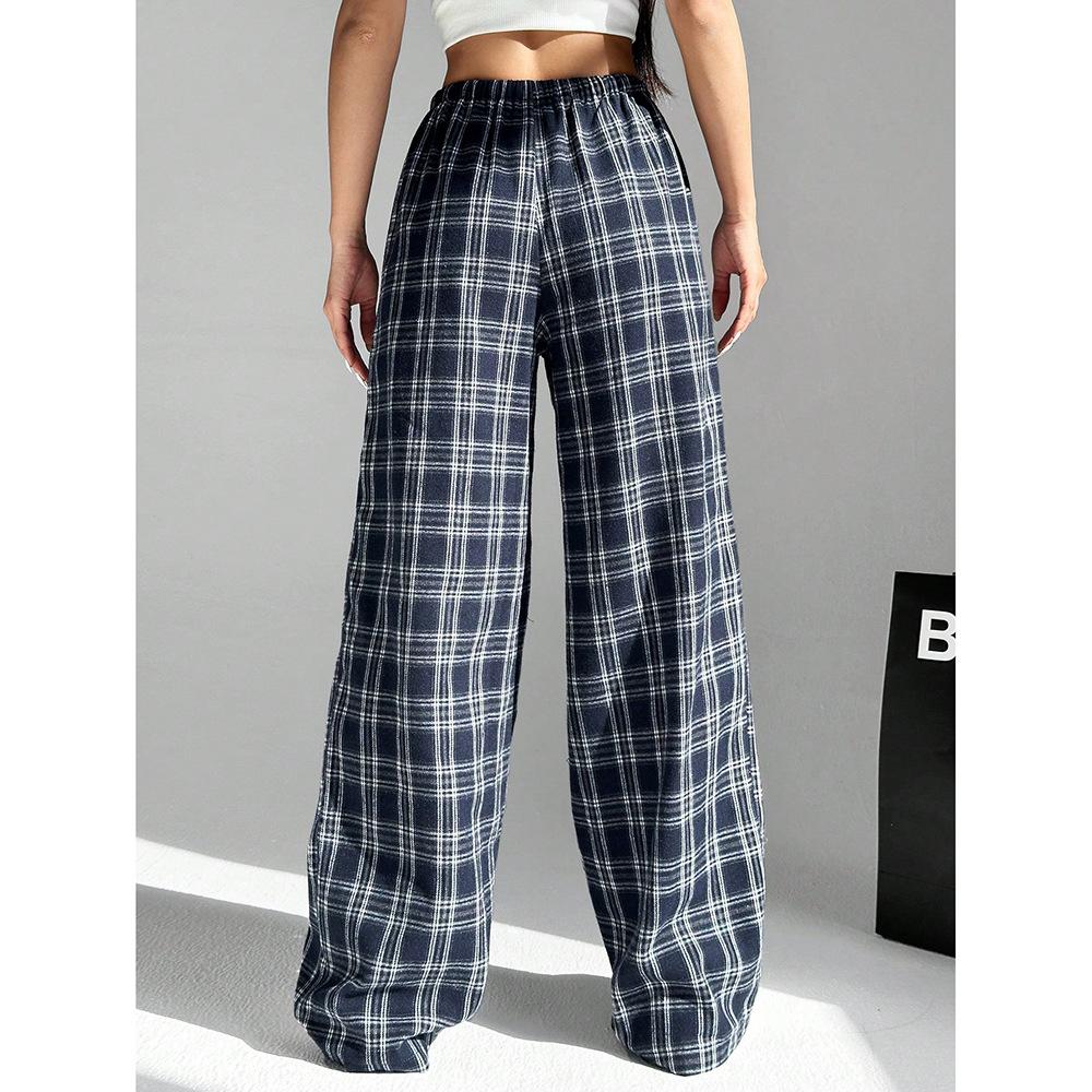New Spring and Autumn Leopard Print Straight-line Casual Pants for Women with High Waist Loose Wide-leg Trousers