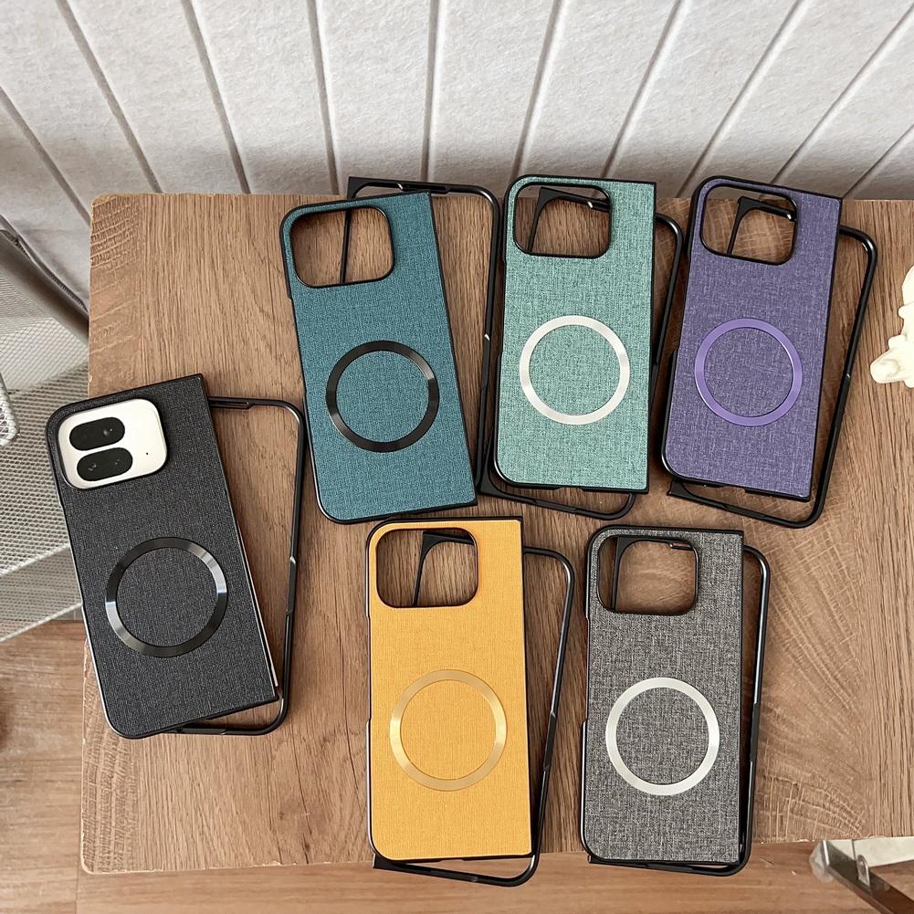 Magsafe Magnetic Plain Leather Case For Google Pixel 10 Pro Fold Pixel10 Pro Fold  Cloth Wireless Charging Cover