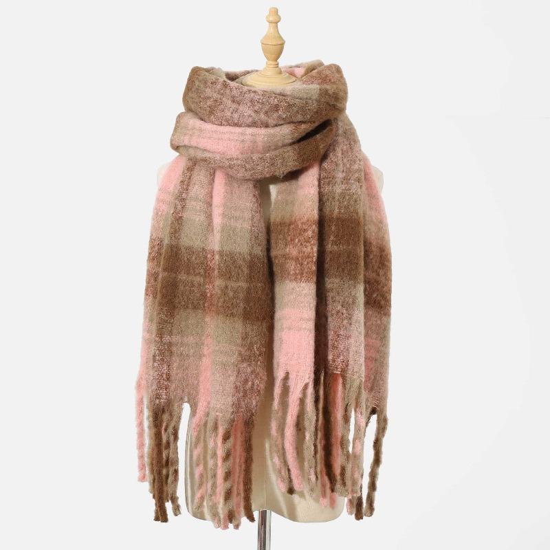 

Новый толстый плетеный шарф-петля, женский зимний утолщенный теплый мохеровый шарф, высококлассный универсальный шарф 48*215