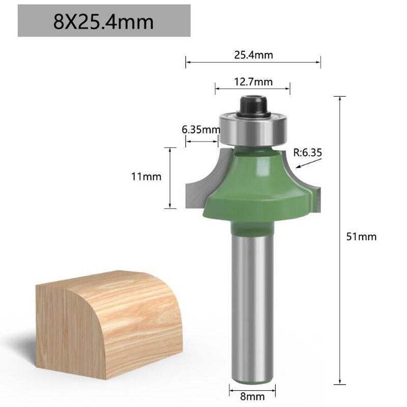 

1 шт., угловая круглая фреза, вольфрамовая фреза с хвостовиком 8 мм для древесины, деревообрабатывающих фрез 25.4mm зелёный