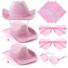 Pink Glitter Cowboy Hat Three-piece Set, Western Cowboy Glitter Cowboy Hat, Halloween Composite Cowboy Hat