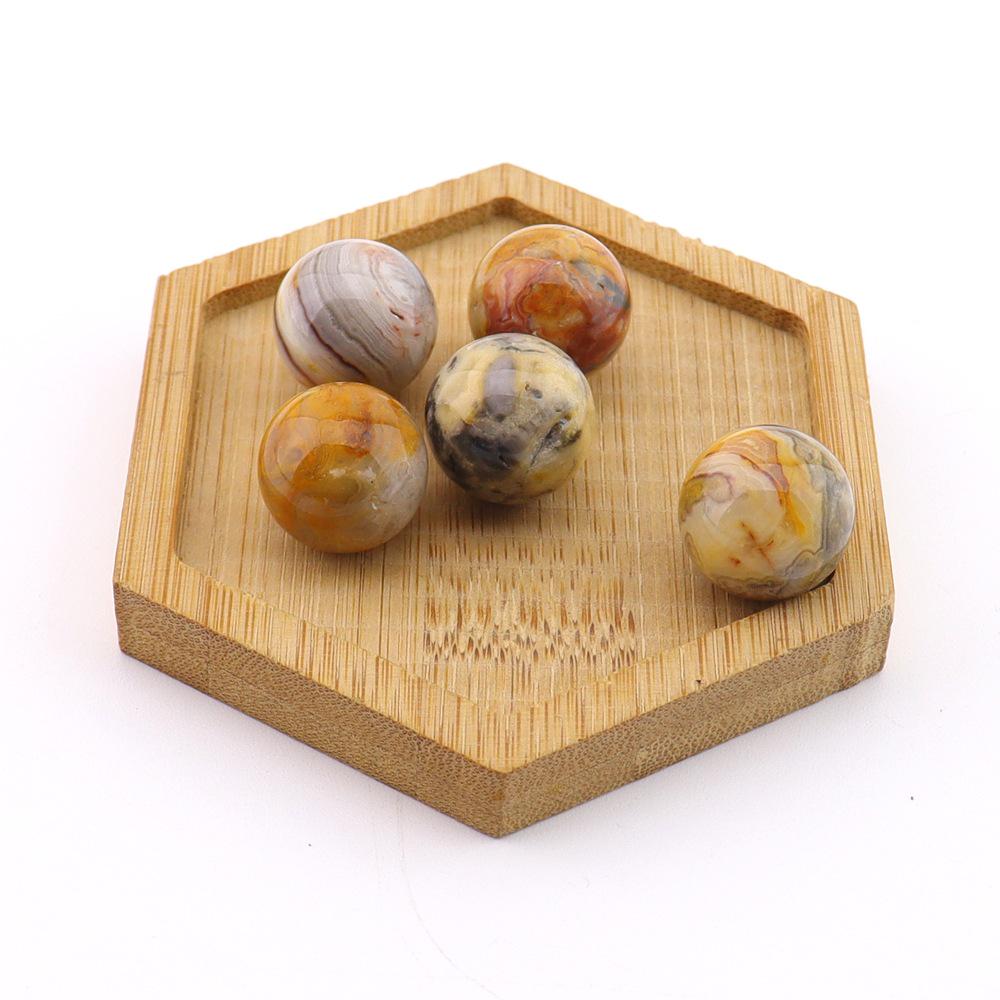 16mm Natural Agate Crystal Ball Ornament - Holeless Round Semi-Precious Stone for DIY Jewelry (BJ12)