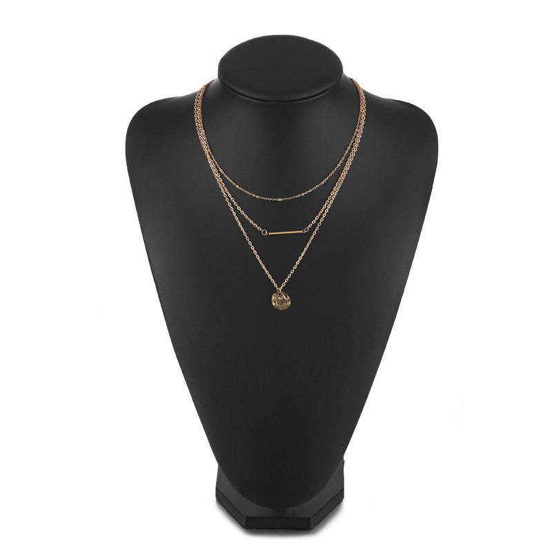

Multilayered Gold Fashionforward Necklace With Alluring Geometric Design For Womens Style