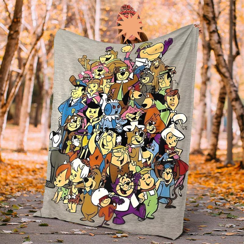 Flintstones Flannel Blanket Soft Warm All-Season Throw, Design for Camping, Car Travel, Hiking Sofa, Bed, Office Perfect Gift for Parties